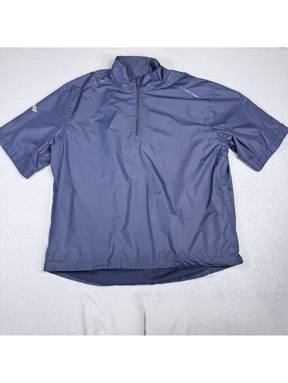 Callaway Windshirt Men XL Weather Series Blue 1/4 Zip Pullover Short Sleeve Golf